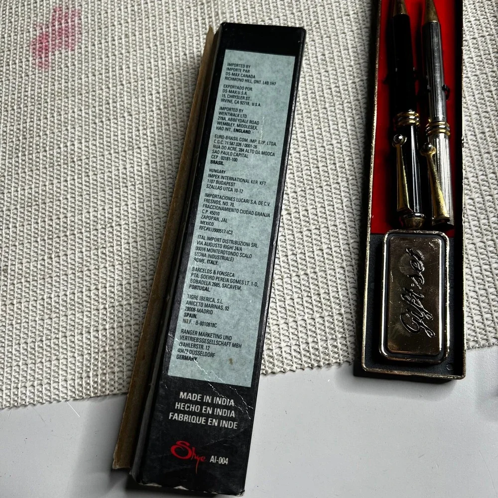 Vintage‎ Shye AI-004 Pen Gift Set WWI of America Black Silver Gold Tone Made